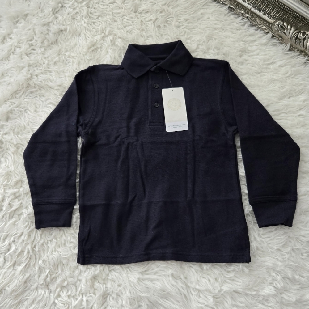 Flynn OHara UNIFORMS. Long Sleeve Polo. Dark Navy. Size Youth Small. New